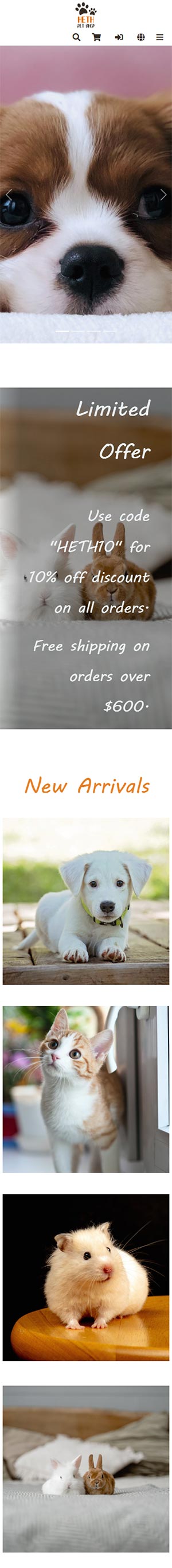 mobile online shop template